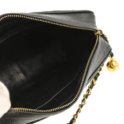 Chanel 1991-1994 Black Caviar Bias Stitch Camera Bag Small Shoulder Bag