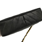 Chanel 1991-1994 Black Caviar Bias Stitch Camera Bag Small Shoulder Bag
