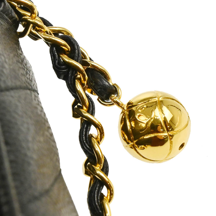 Chanel 1991-1994 Black Caviar Bias Stitch Camera Bag Small Shoulder Bag
