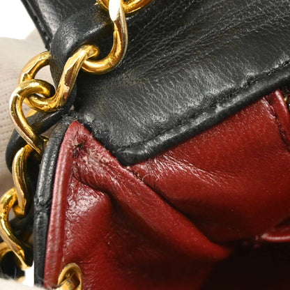 Chanel 1989-1991 Black Lambskin Turnlock Small Full Flap Shoulder Bag