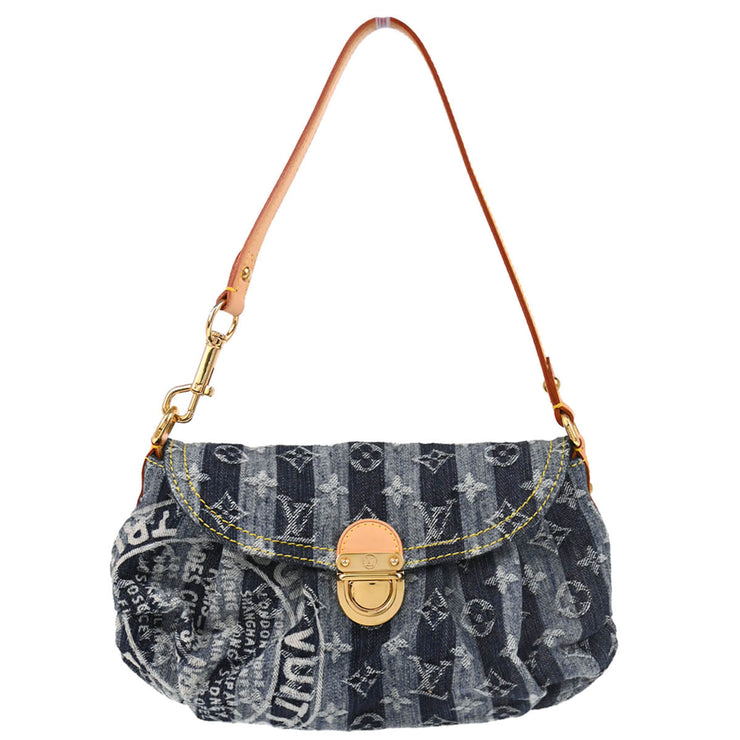 Louis Vuitton 2006 Blue Monogram Denim Mini Pleaty Raye Handbag M95333