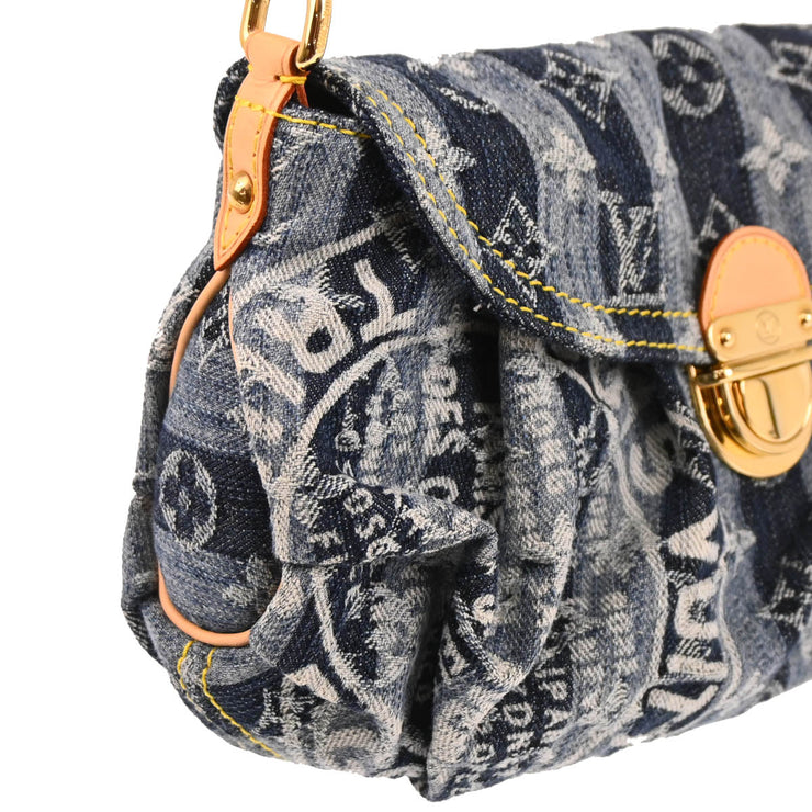 Louis Vuitton 2006 Blue Monogram Denim Mini Pleaty Raye Handbag M95333