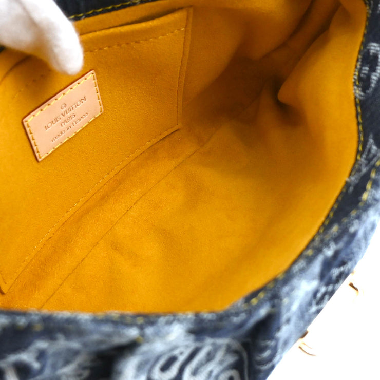 Louis Vuitton 2006 Blue Monogram Denim Mini Pleaty Raye Handbag M95333