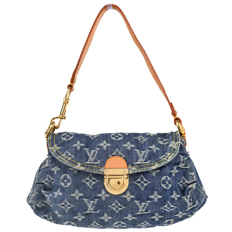 Louis Vuitton 2006 Blue Monogram Denim Mini Pleaty Handbag M95050