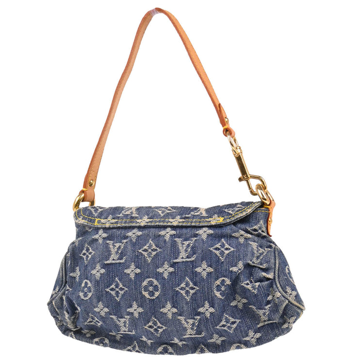 Louis Vuitton 2006 Blue Monogram Denim Mini Pleaty Handbag M95050