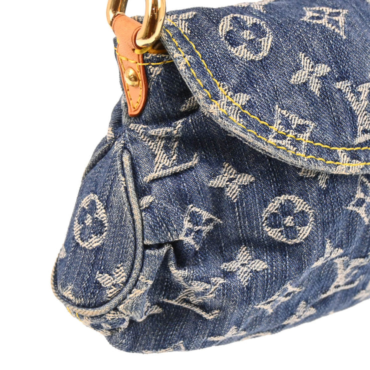 Louis Vuitton 2006 Blue Monogram Denim Mini Pleaty Handbag M95050