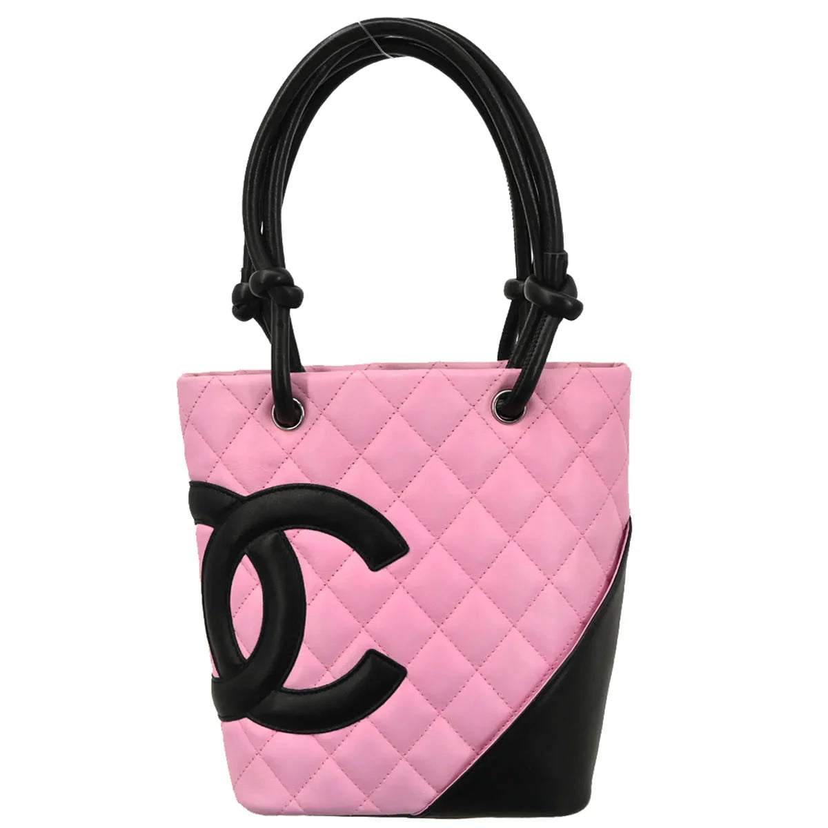 Chanel 2003-2004 Pink Black Calfskin Cambon Ligne Tote Handbag