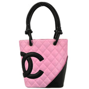 Chanel 2003-2004 Pink Black Calfskin Cambon Ligne Tote Handbag
