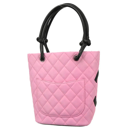 Chanel 2003-2004 Pink Black Calfskin Cambon Ligne Tote Handbag