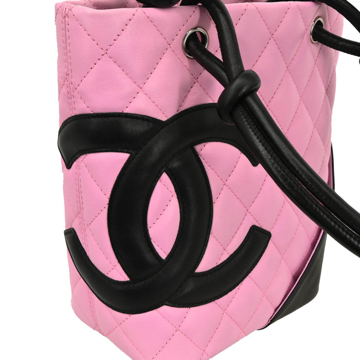 Chanel 2003-2004 Pink Black Calfskin Cambon Ligne Tote Handbag