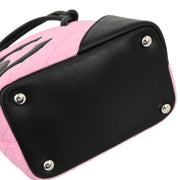 Chanel 2003-2004 Pink Black Calfskin Cambon Ligne Tote Handbag