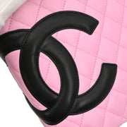 Chanel 2003-2004 Pink Black Calfskin Cambon Ligne Tote Handbag