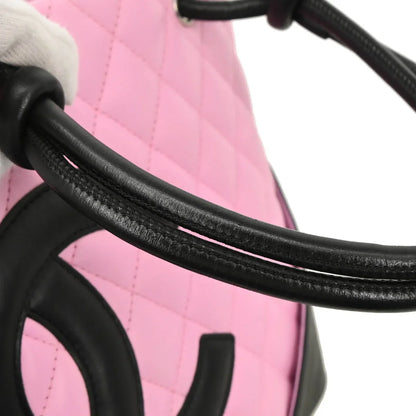 Chanel 2003-2004 Pink Black Calfskin Cambon Ligne Tote Handbag