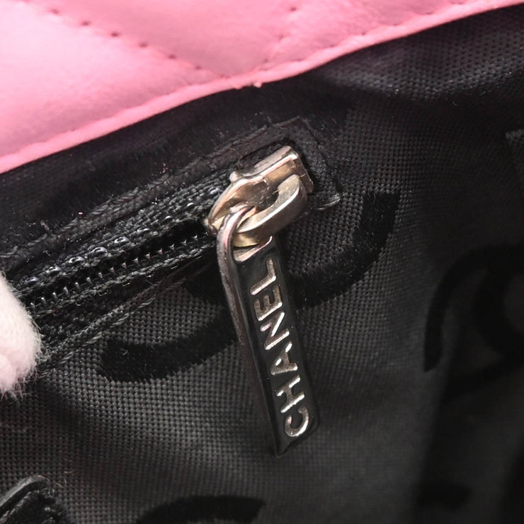 Chanel 2003-2004 Pink Black Calfskin Cambon Ligne Tote Handbag