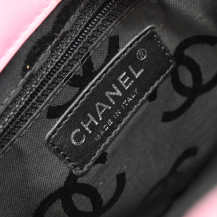 Chanel 2003-2004 Pink Black Calfskin Cambon Ligne Tote Handbag