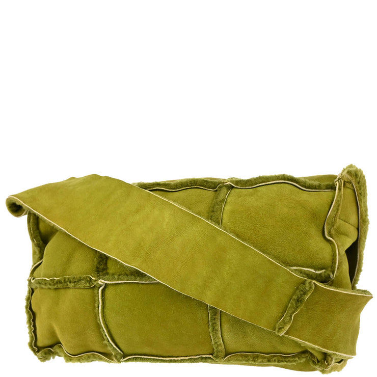 Chanel 2000-2001 Green Mouton Shoulder Bag