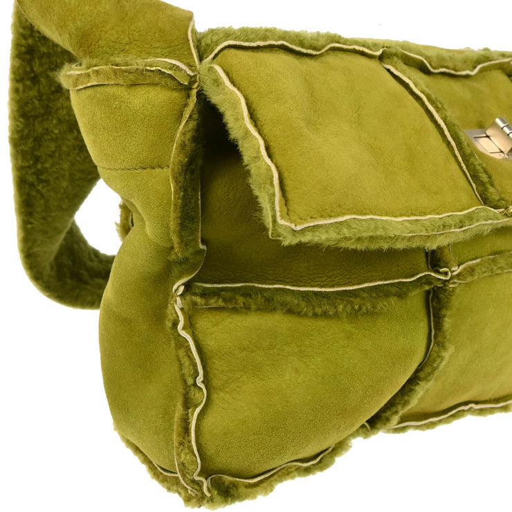 Chanel 2000-2001 Green Mouton Shoulder Bag