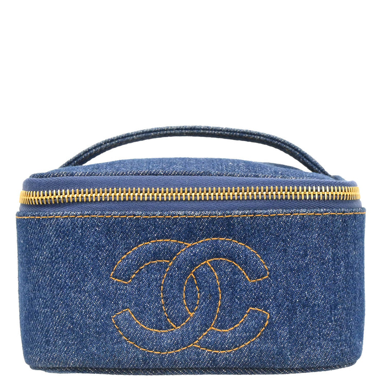 Chanel 1996-1997 Blue Denim Vanity Handbag