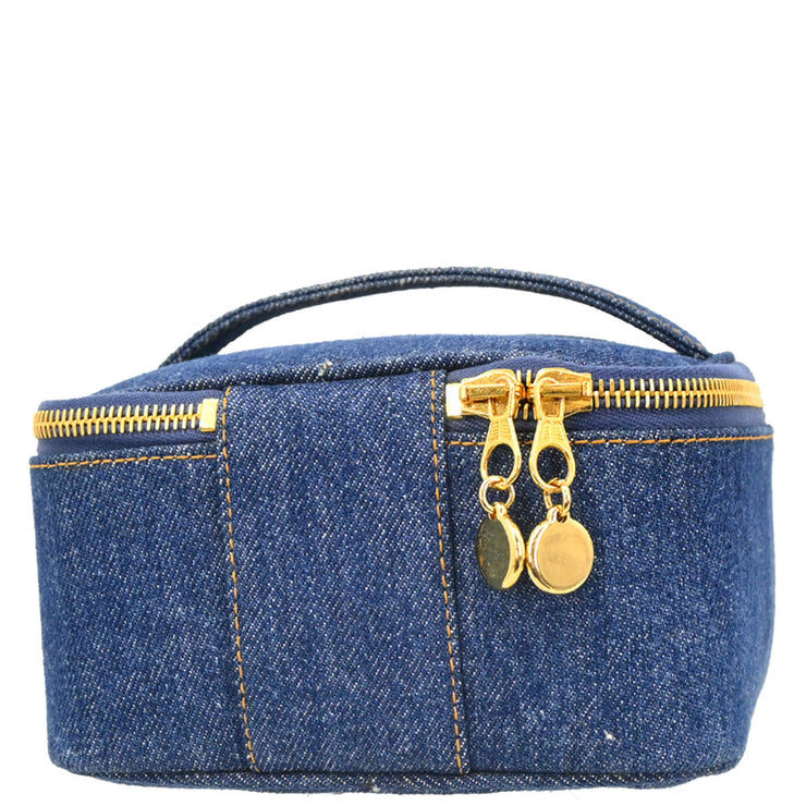 Chanel 1996-1997 Blue Denim Vanity Handbag