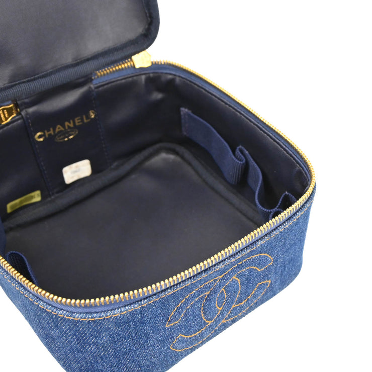 Chanel 1996-1997 Blue Denim Vanity Handbag
