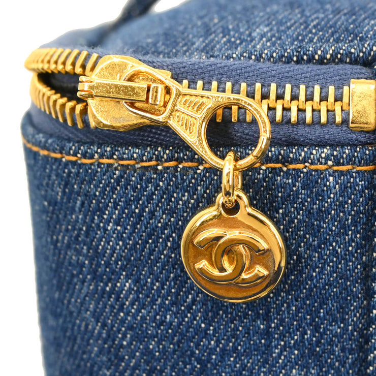 Chanel 1996-1997 Blue Denim Vanity Handbag