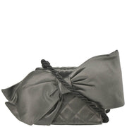 Chanel 1991-1994 Gray Satin Straight Flap Shoulder Bag