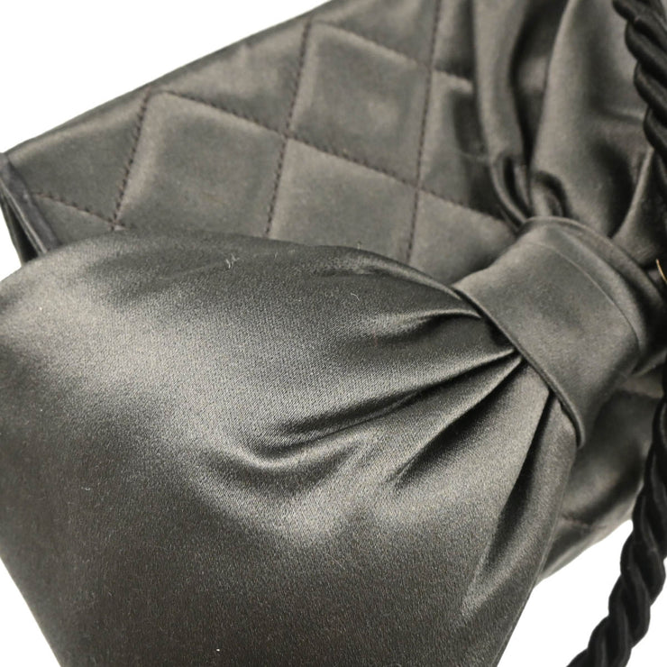 Chanel 1991-1994 Gray Satin Straight Flap Shoulder Bag