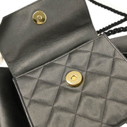 Chanel 1991-1994 Gray Satin Straight Flap Shoulder Bag