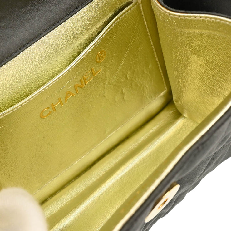 Chanel 1991-1994 Gray Satin Straight Flap Shoulder Bag