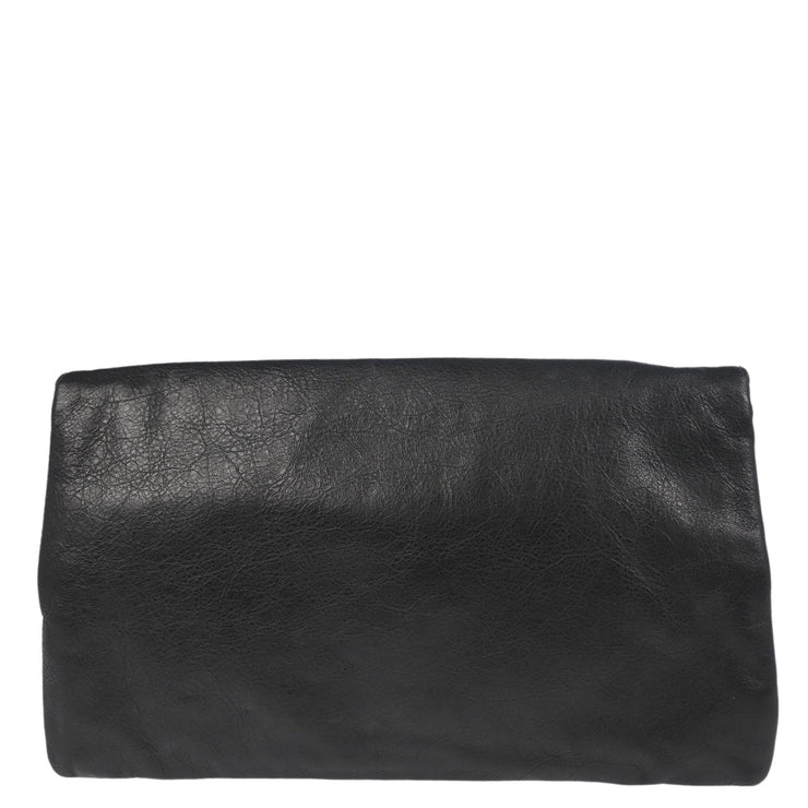 Balenciaga Black Leather Envelope Clutch Bag