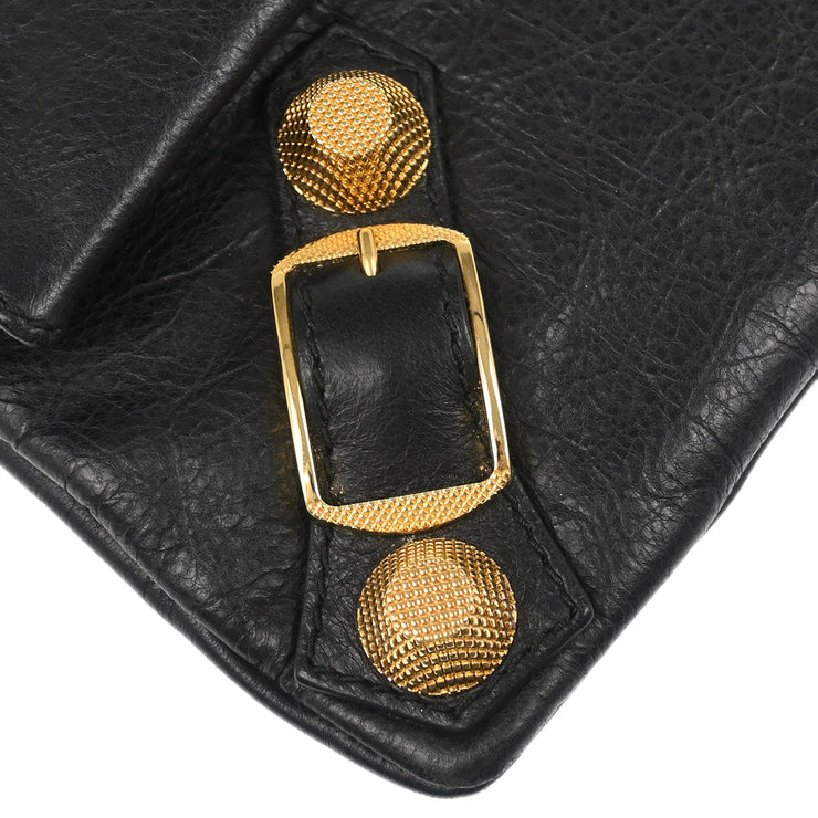 Balenciaga Black Leather Envelope Clutch Bag