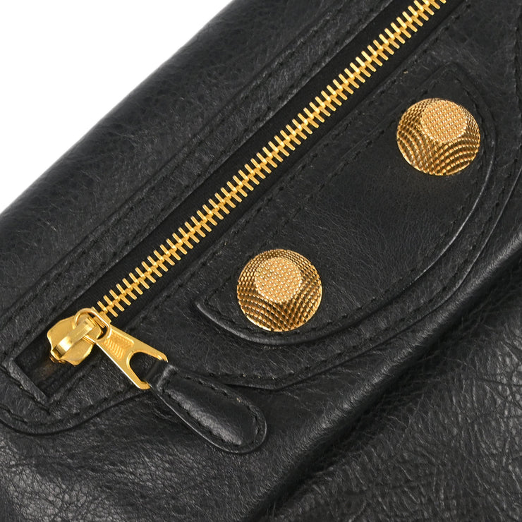 Balenciaga Black Leather Envelope Clutch Bag