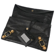 Balenciaga Black Leather Envelope Clutch Bag