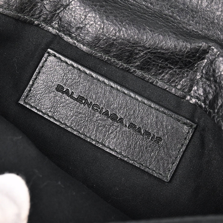 Balenciaga Black Leather Envelope Clutch Bag