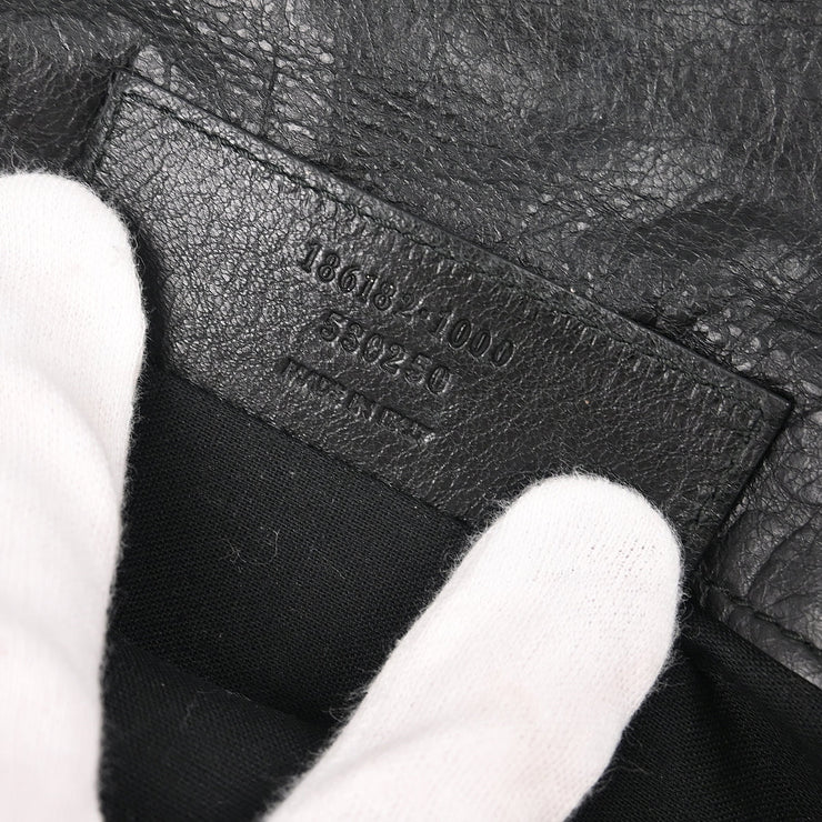 Balenciaga Black Leather Envelope Clutch Bag