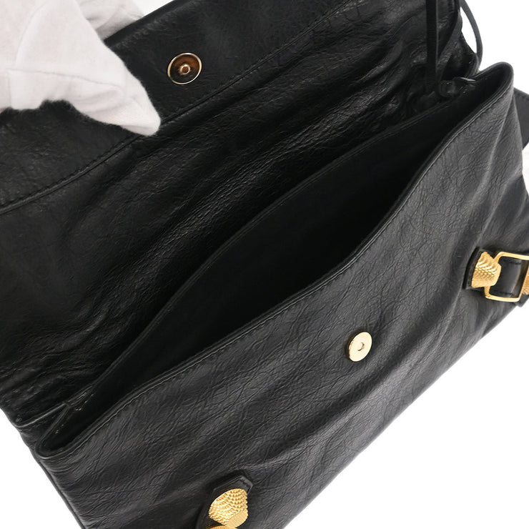 Balenciaga Black Leather Envelope Clutch Bag