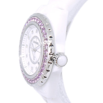 Chanel Ref.H2010 J12 33mm Quartz Watch Ceramic SS Diamond Pink Sapphire