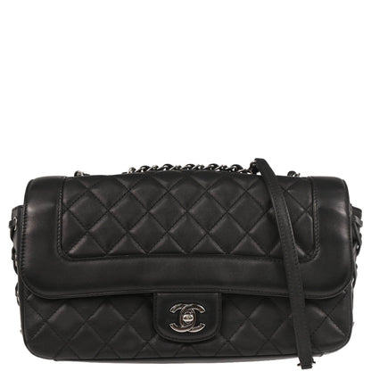 Chanel 2017 Black Lambskin Single Flap Shoulder Bag