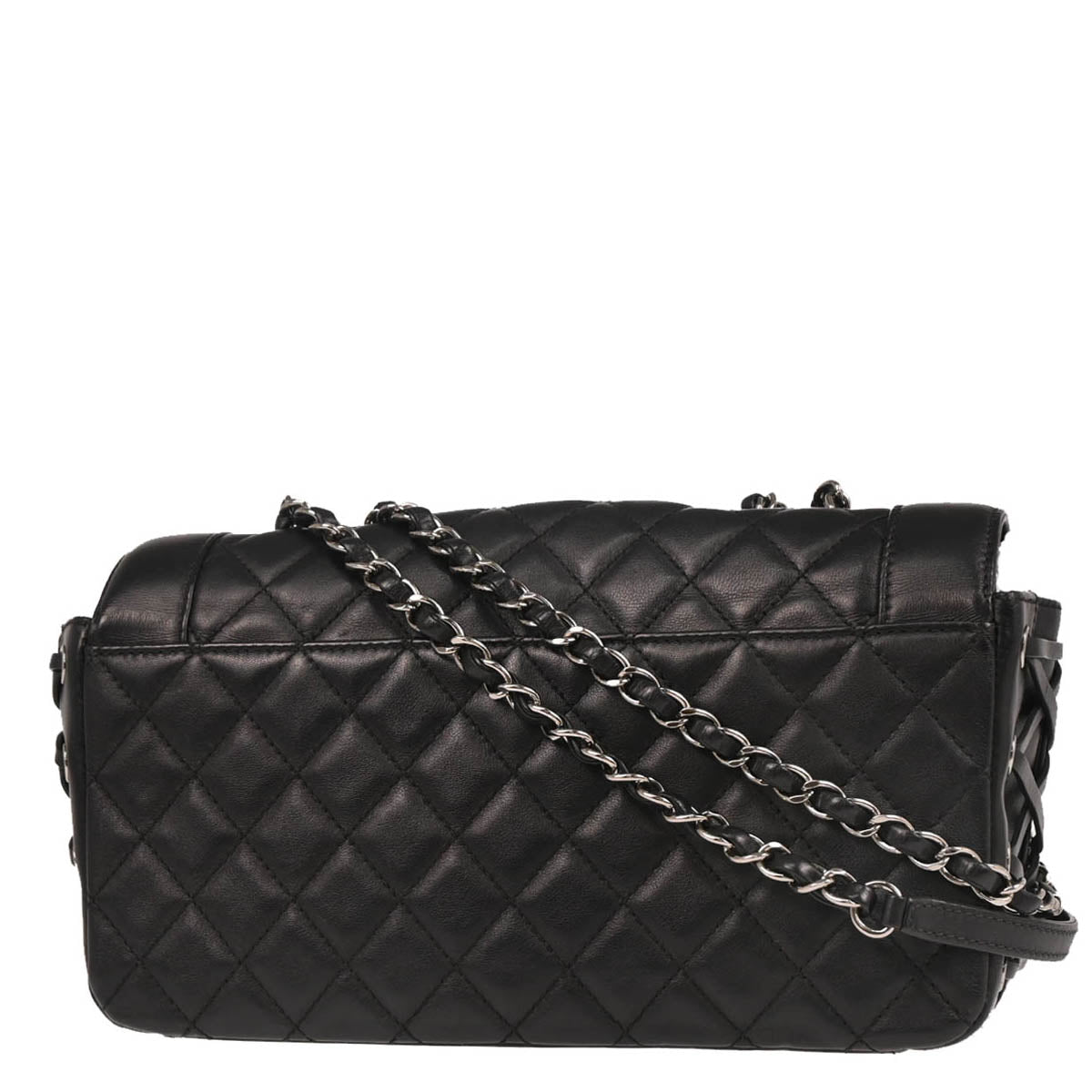 Chanel 2017 Black Lambskin Single Flap Shoulder Bag