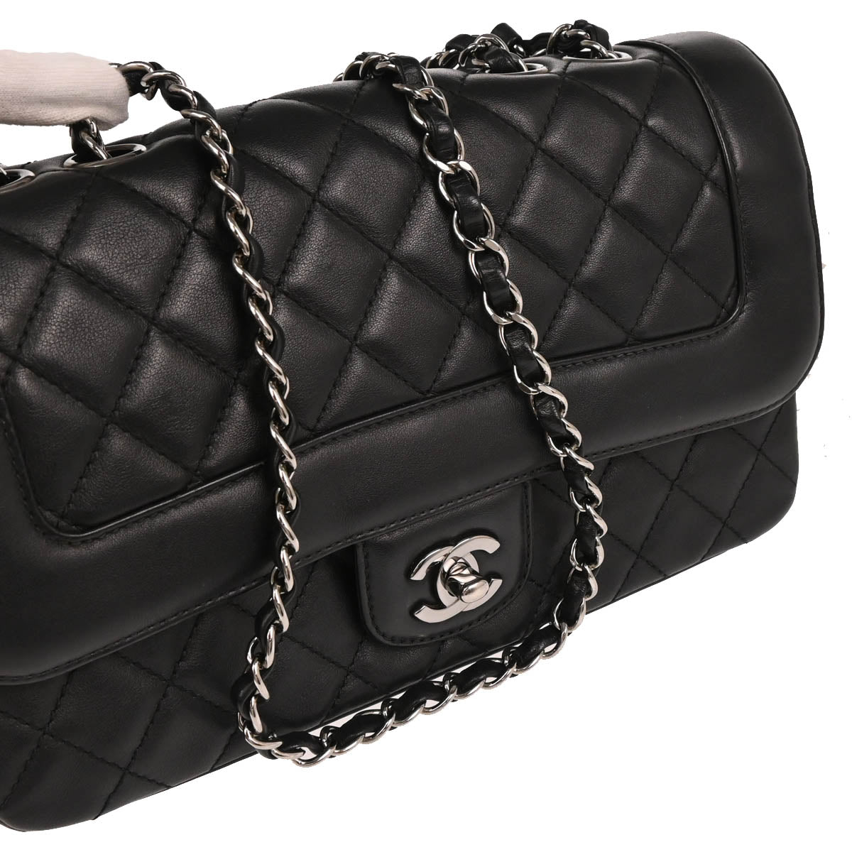 Chanel 2017 Black Lambskin Single Flap Shoulder Bag