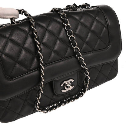 Chanel 2017 Black Lambskin Single Flap Shoulder Bag