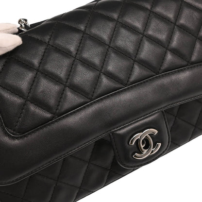 Chanel 2017 Black Lambskin Single Flap Shoulder Bag