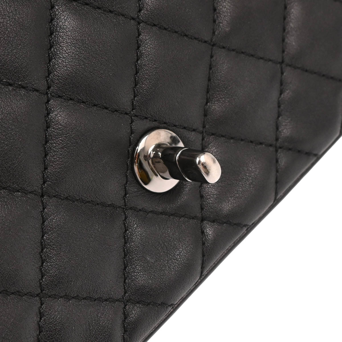 Chanel 2017 Black Lambskin Single Flap Shoulder Bag