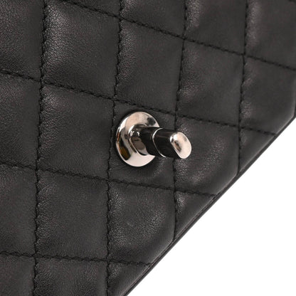 Chanel 2017 Black Lambskin Single Flap Shoulder Bag