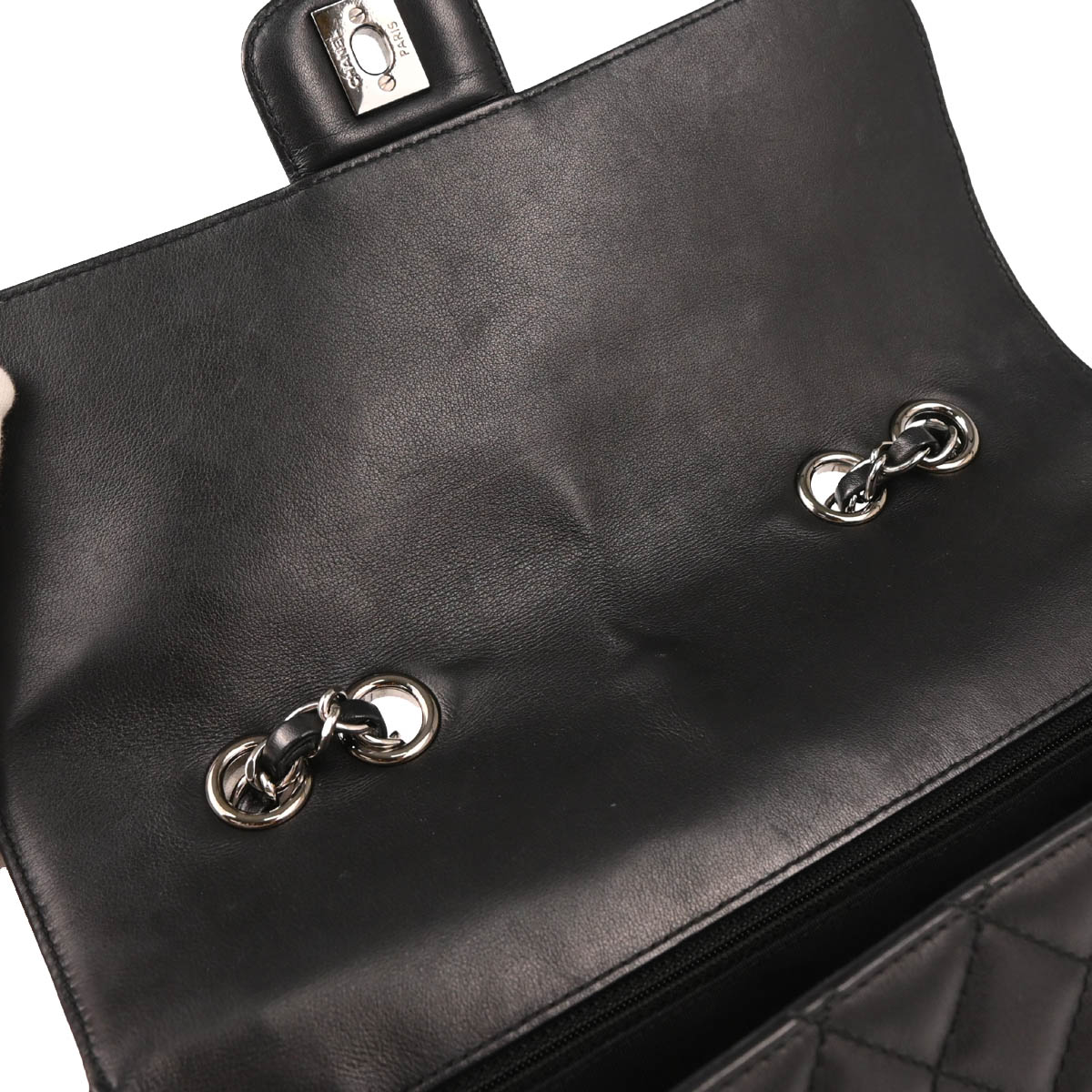 Chanel 2017 Black Lambskin Single Flap Shoulder Bag