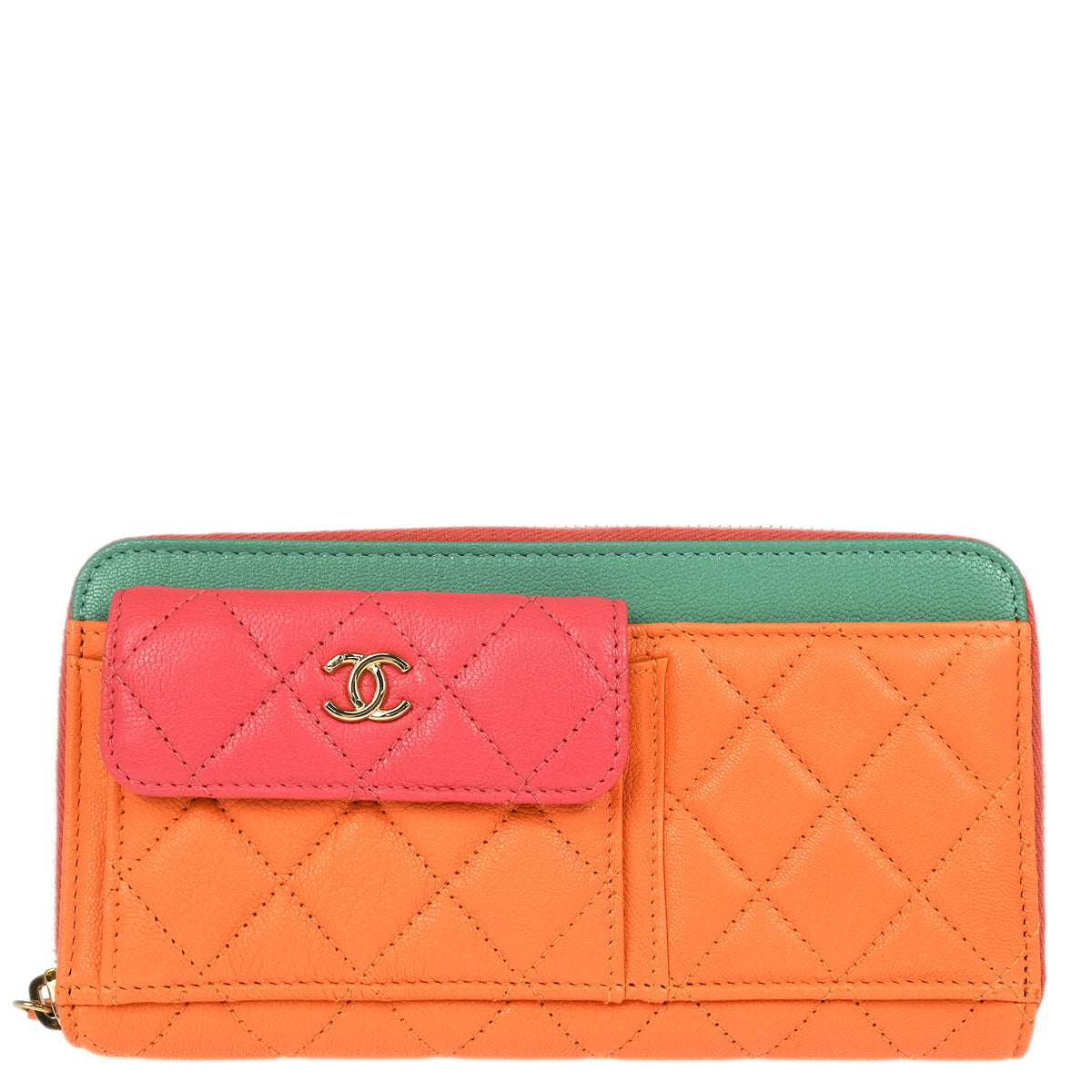 Chanel 2019 Orange Caviar Long Wallet