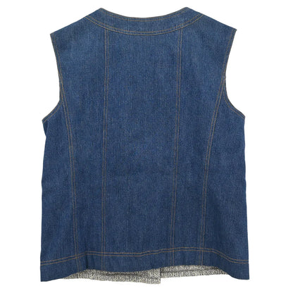 Chanel Sleeveless Vest Denim Jacket Blue #40
