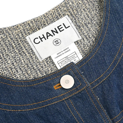 Chanel Sleeveless Vest Denim Jacket Blue #40