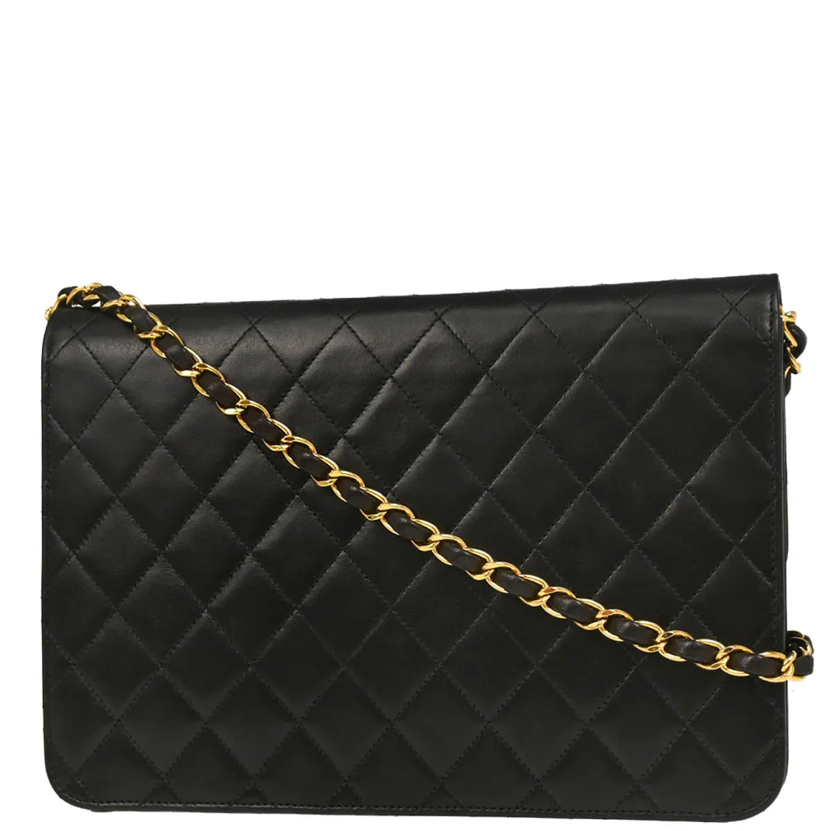 Chanel 1997–1999 Black Lambskin Turnlock Medium Half Flap Shoulder Bag