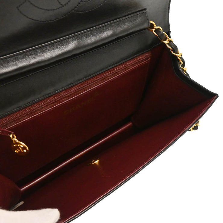 Chanel 1997–1999 Black Lambskin Turnlock Medium Half Flap Shoulder Bag